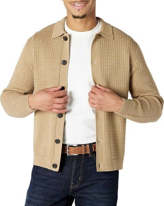 Beige Knitted Cardigan Sweater image 1